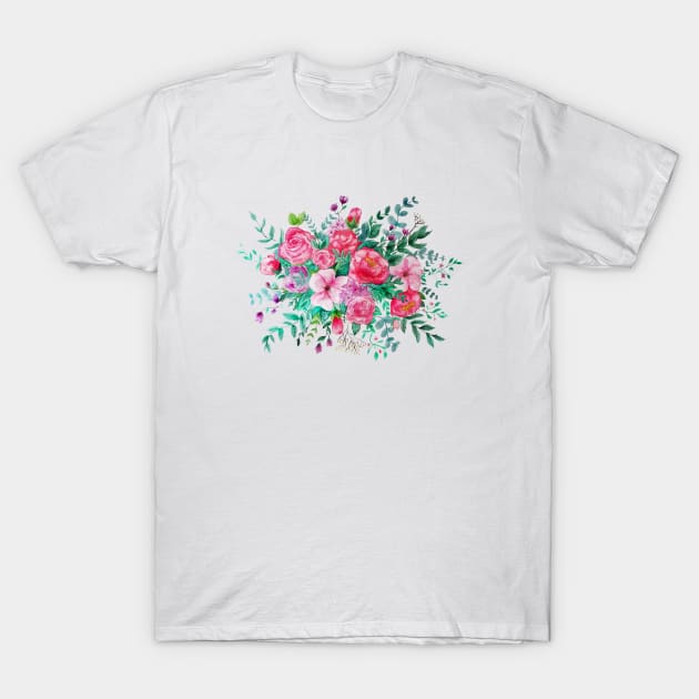 Watercolour Flowers T-Shirt by CasValli